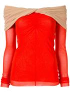 Msgm Off Shoulder Top - Red