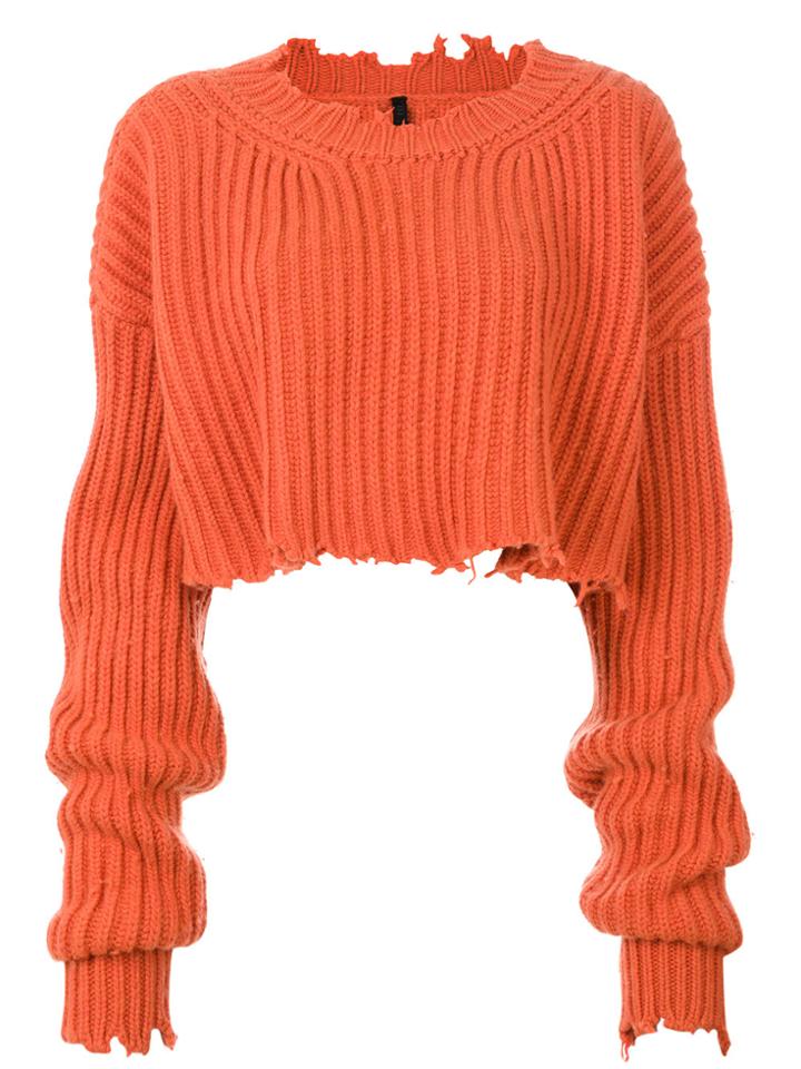 Unravel Project Cropped Ribbed Detail Jumper - Yellow & Orange