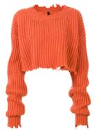 Unravel Project Cropped Ribbed Detail Jumper - Yellow & Orange