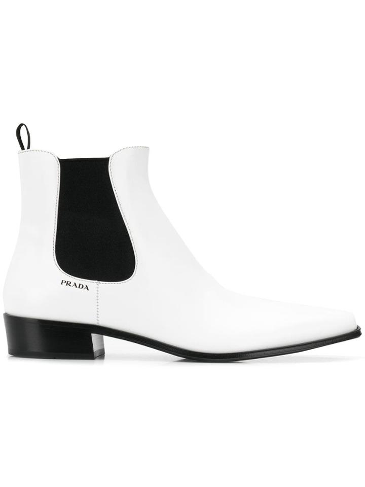 Prada Classic Chelsea Boots - White