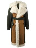 Mr & Mrs Italy Belted Mid Coat, Women's, Size: 40, Green, Cotton/lamb Skin/polyamide/virgin Wool