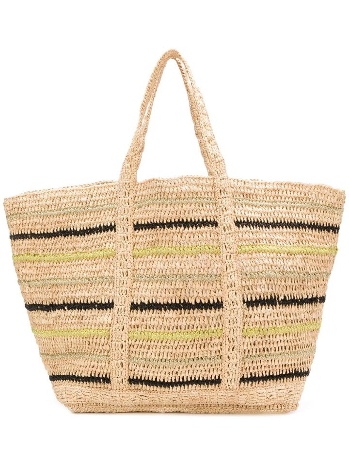 Vanessa Bruno Striped Woven Tote - Neutrals