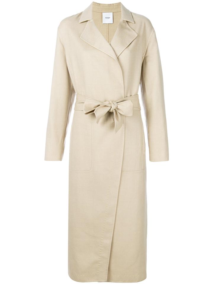 Agnona Long Belted Coat - Brown