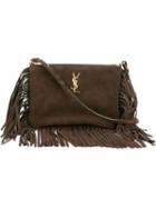 Saint Laurent Fringed Suede Monogram Bag