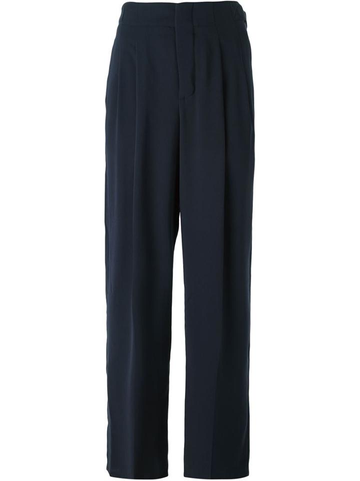 See By Chloé Wide Leg Trousers, Women's, Size: 40, Blue, Polyester