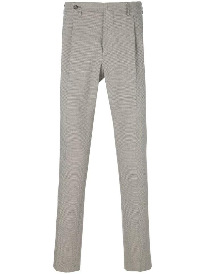 Berwich Micro Houndstooth Check Trousers - Neutrals