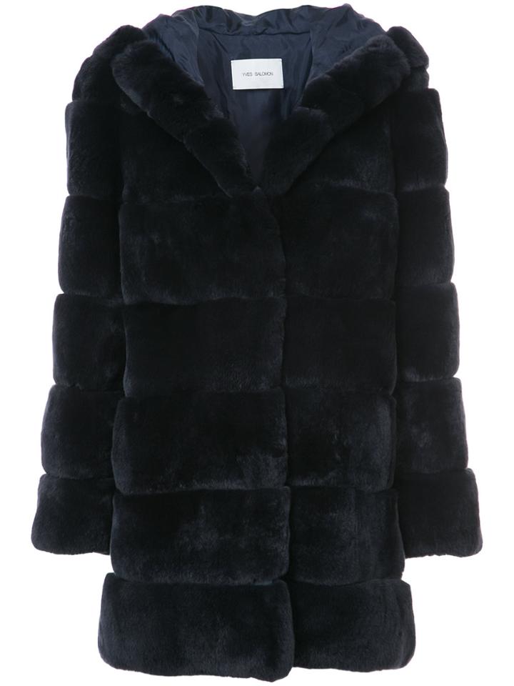 Yves Salomon Rex Midi Coat - Blue