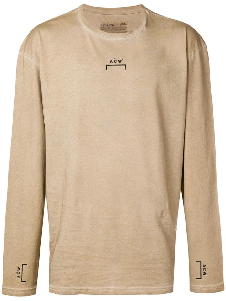 A-cold-wall* Logo Print Longsleeved T-shirt - Nude & Neutrals