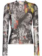 Marques'almeida Graphic-print Mesh Top - Printed Riot Girl