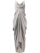 Rick Owens Ruched Dress, Women's, Size: 42, Grey, Acetate/silk