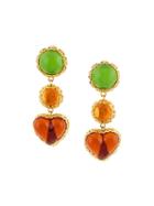 Chanel Vintage Heart Gripoix Dangle Clip-on Earrings