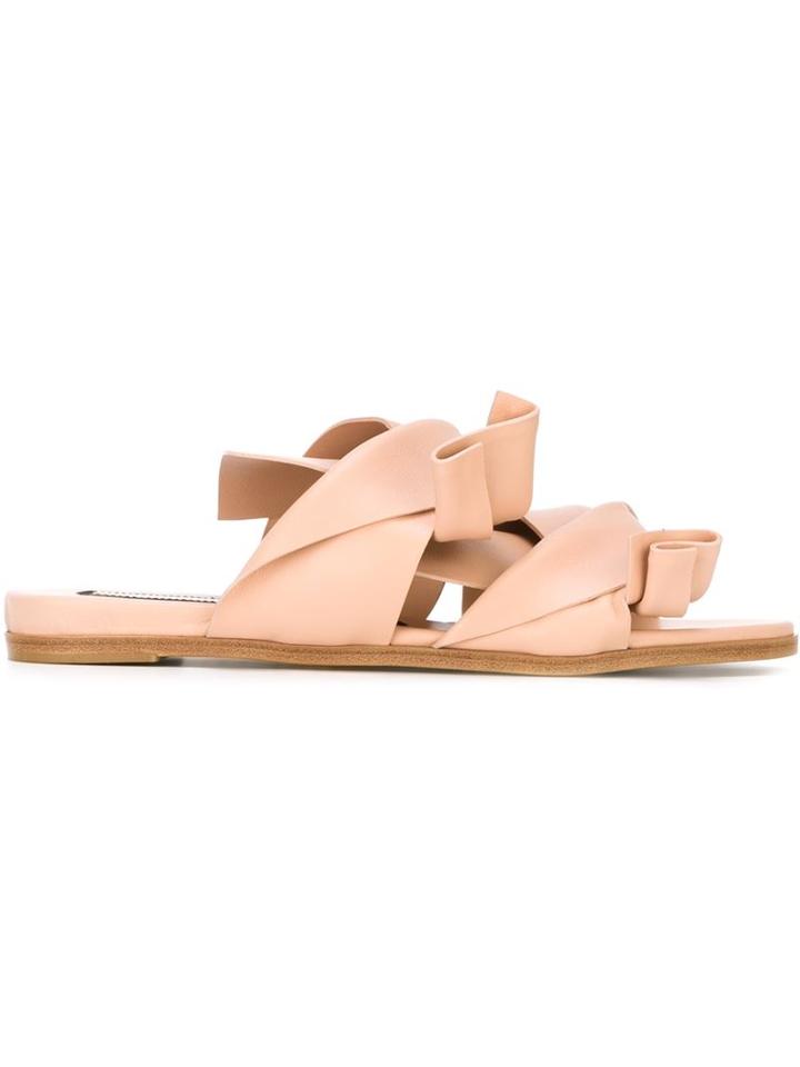 No21 Knot Detail Sliders, Women's, Size: 36, Nude/neutrals, Calf Leather/leather