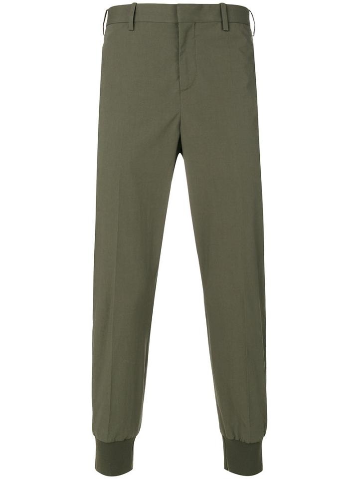 Neil Barrett - Fitted Ankle Tapered Trousers - Men - Cotton/spandex/elastane - 48, Green, Cotton/spandex/elastane