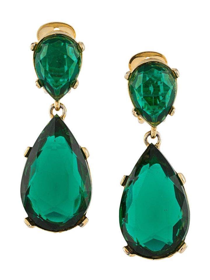 Susan Caplan Vintage 1990s Teardrop Earrings - Gold