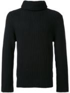 Christian Dada Turtleneck Ribbed Sweater, Men's, Size: 46, Black, Wool