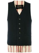 Uma Wang Button Down Waistcoat, Men's, Size: Small, Black, Cotton/linen/flax/polyamide/wool