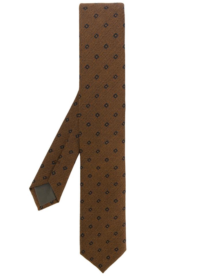 Dell'oglio Dotted Pattern Tie - Brown