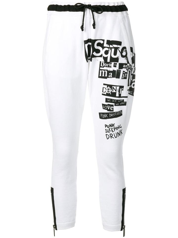 Dsquared2 Logo Print Track Trousers - White