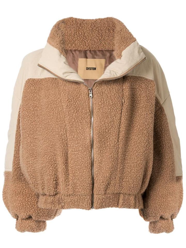 System Oversized Panelled Jacket - Brown
