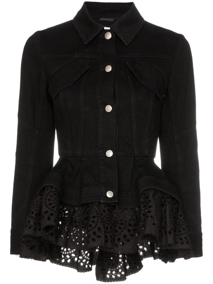 Alexander Mcqueen Peplum Detail Fitted Denim Jacket - Black