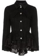 Alexander Mcqueen Peplum Detail Fitted Denim Jacket - Black