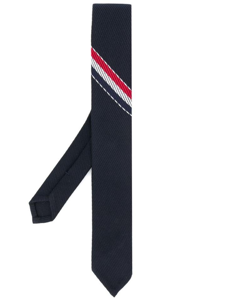 Thom Browne Stripe Detail Tie - Blue