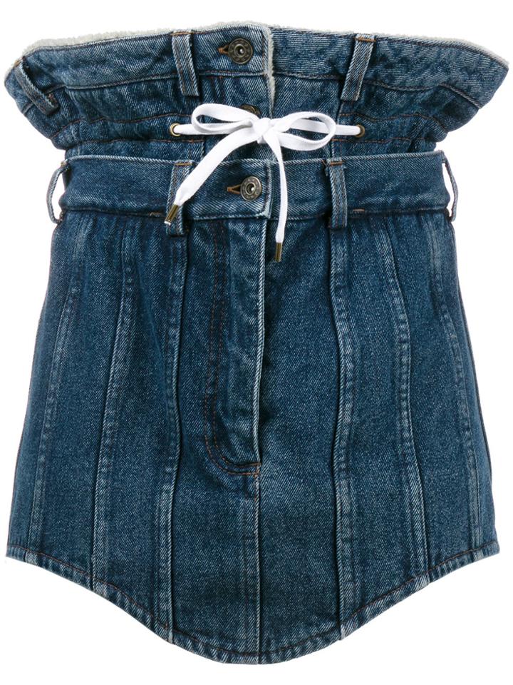 Y / Project Double Waist Denim Mini Skirt - Blue