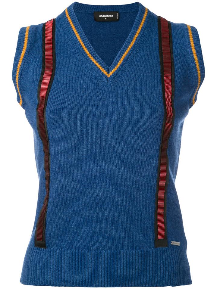 Dsquared2 - Knitted Vest Top - Women - Wool - S, Blue, Wool