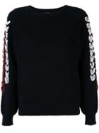 Loveless Sleeve-embroidered Sweater - Blue