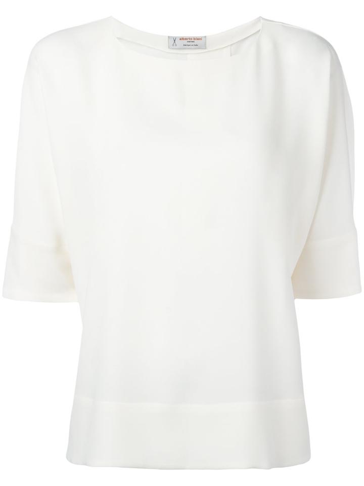 Alberto Biani - Short-sleeve Blouse - Women - Polyester/triacetate - 42, Women's, Nude/neutrals, Polyester/triacetate