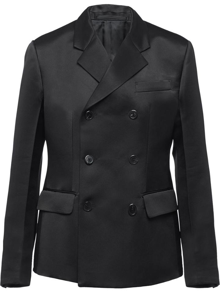 Prada Double Breasted Satin Jacket - Black