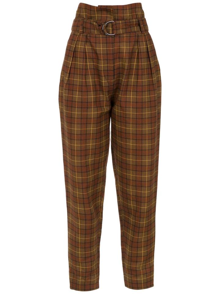 Andrea Marques Checked Tapered Trousers - Brown