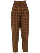 Andrea Marques Checked Tapered Trousers - Brown