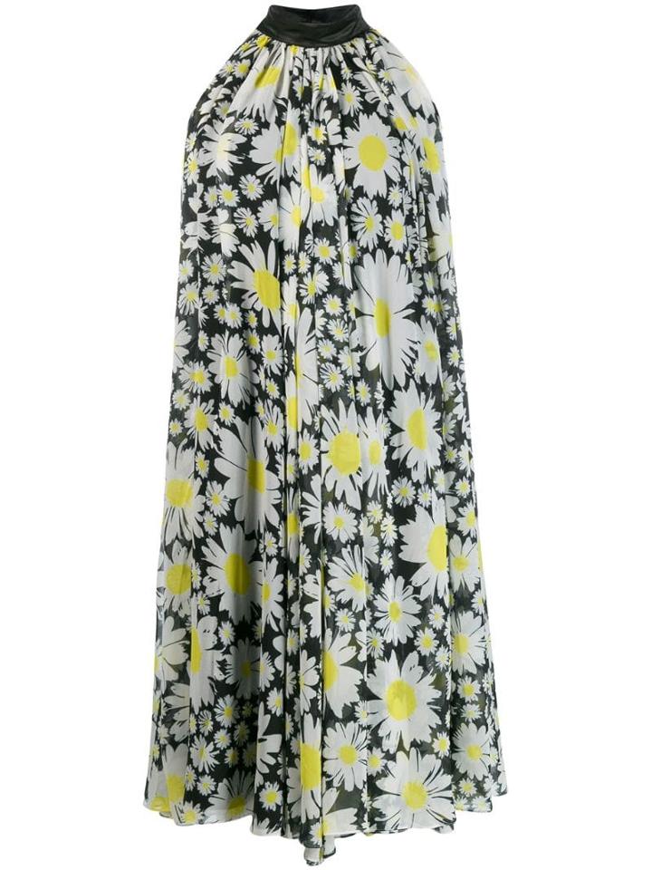 Richard Quinn Daisy Print Flared Dress - Black