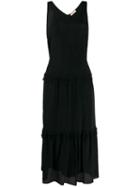 Twin-set Ruffle Trim Maxi Dress - Black