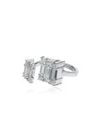 Mindi Mond 18k White Gold Clarity Open Dual Cube Diamond Ring -