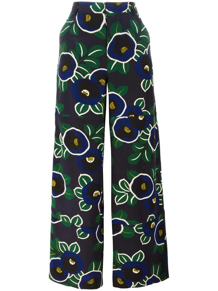 Tory Burch Floral Print Pants, Women's, Size: 2, Silk/polyester