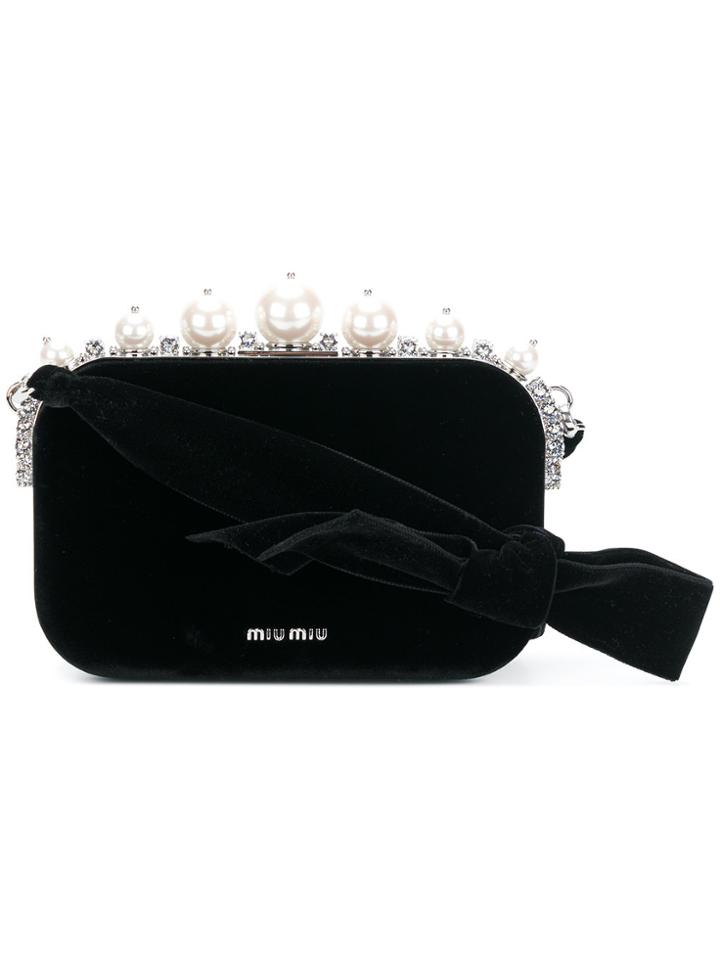 Miu Miu Embellished Clutch - Black