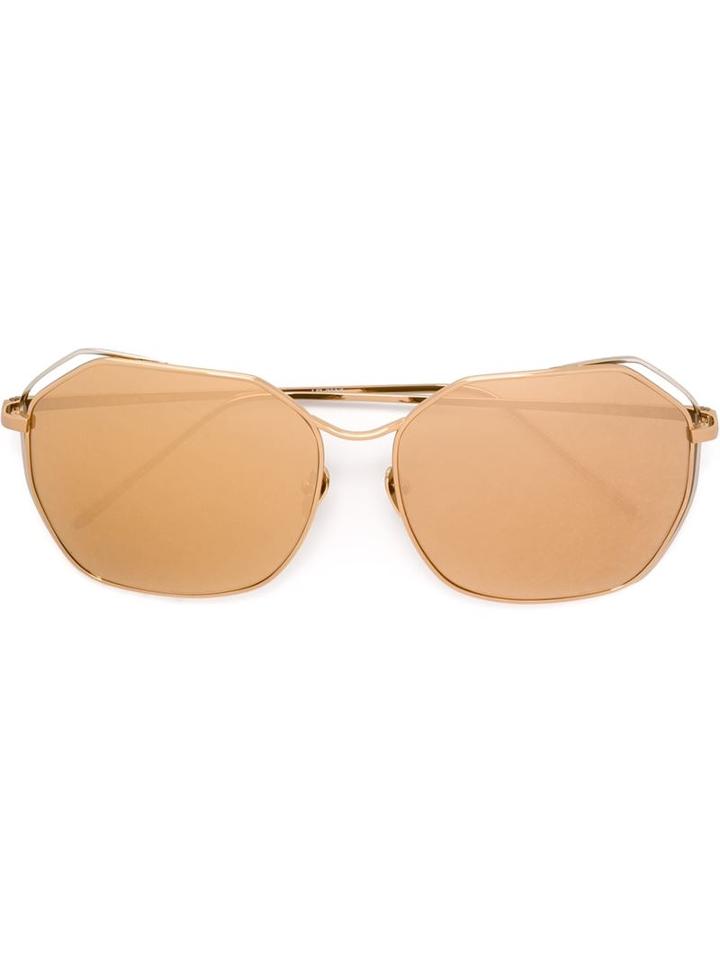 Linda Farrow '350' Sunglasses, Women's, Grey, 24kt Gold/gold Plated Titanium