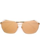 Linda Farrow '350' Sunglasses, Women's, Grey, 24kt Gold/gold Plated Titanium