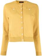 Caban Button Fine Knit Cardigan - Yellow