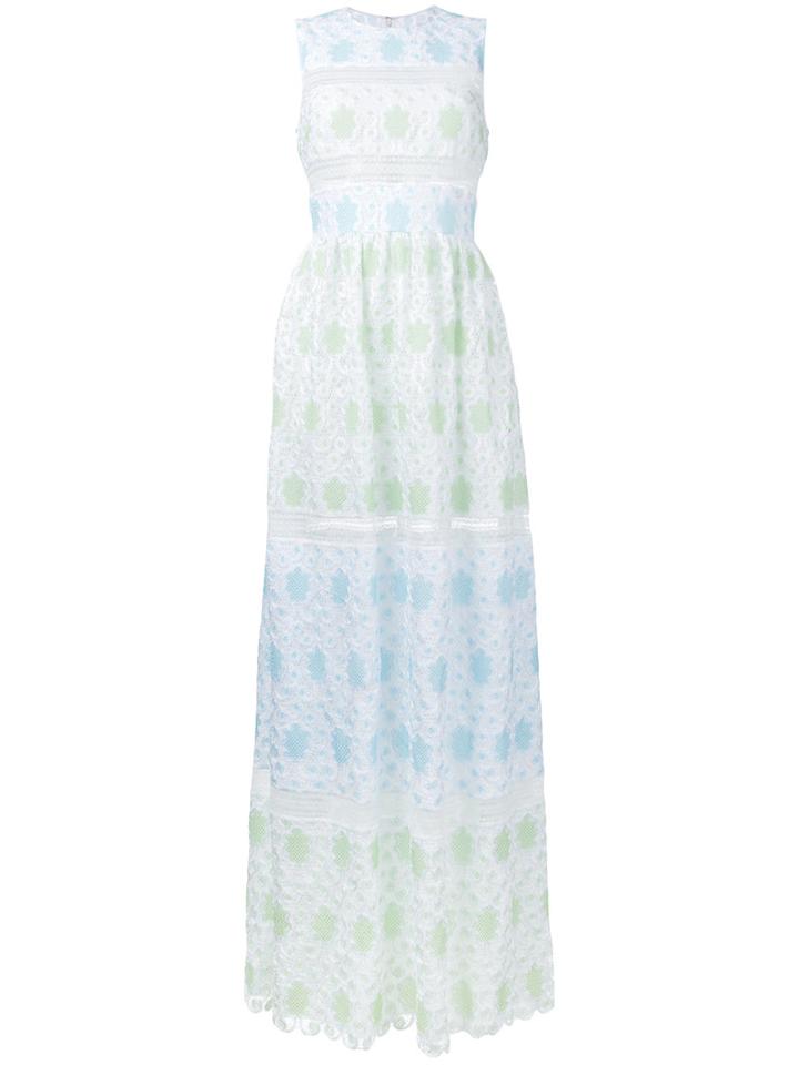Huishan Zhang - Sleeveless Lace Overlay Dress - Women - Silk/polyester - 12, Women's, Green, Silk/polyester