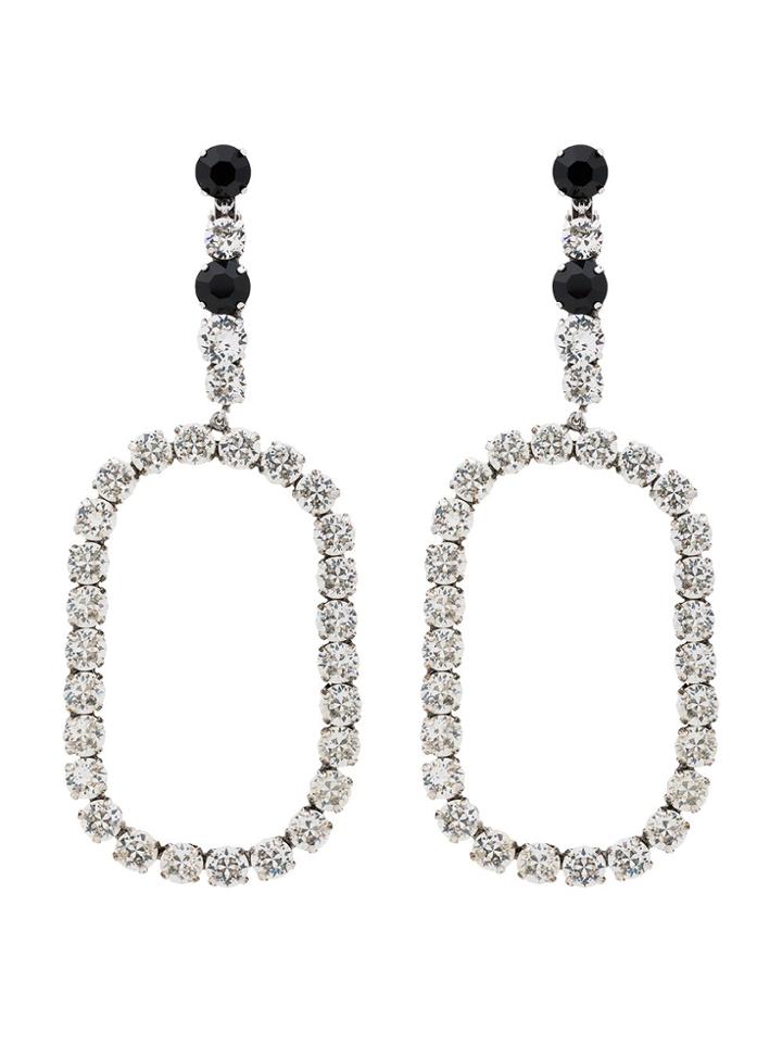 Saint Laurent Xl Smoking Oval Drop Crystal Earrings - Metallic