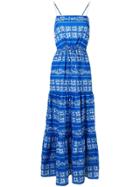 Blumarine Tie Waist Floral Print Dress - Blue