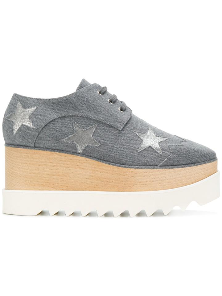 Stella Mccartney Star Elyse Denim Platform Shoes - Grey
