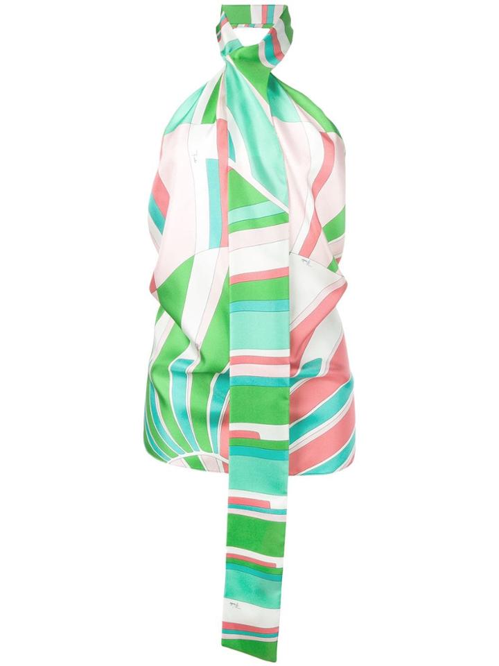 Emilio Pucci Shell Print Wrap Neck Top - Green