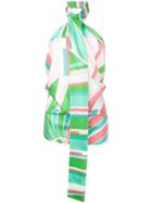 Emilio Pucci Shell Print Wrap Neck Top - Green
