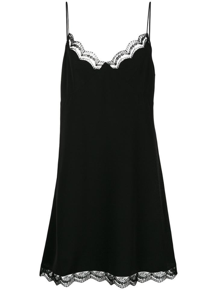 Chloé Lace Trimmed Slip Dress - Black