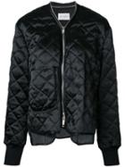 Ms Min Quilted Bomber Jacket, Women's, Size: 4, Black, Acetate