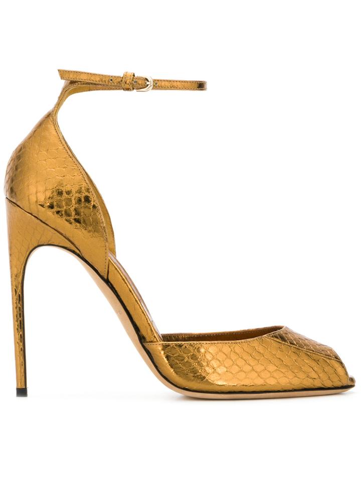 Brian Atwood Snakeskin-effect Sandals - Metallic